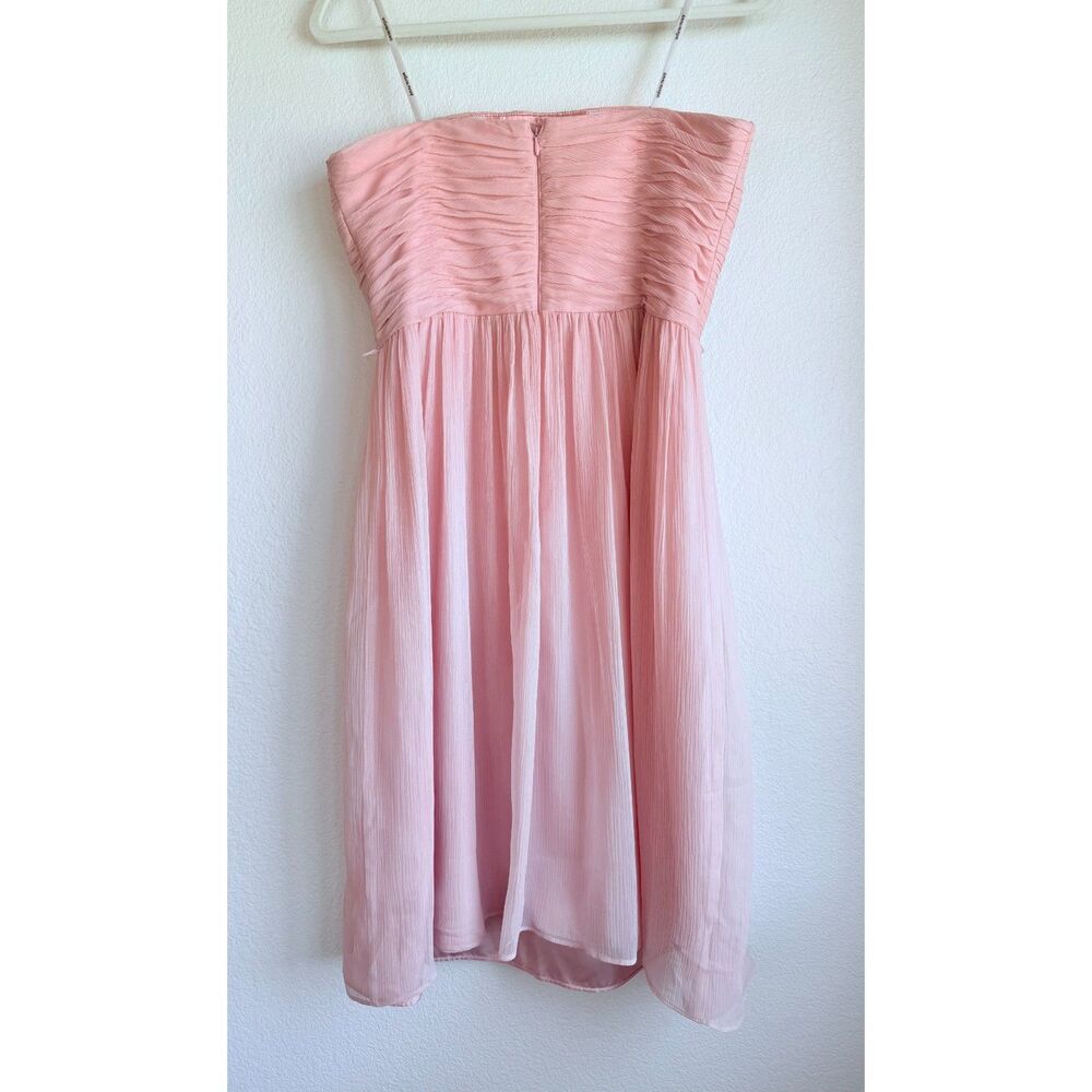 Donna Morgan Bridesmaids 100% Silk Chiffon Sweetheart Strapless Dress in Pink 6 - Picture 4 of 10